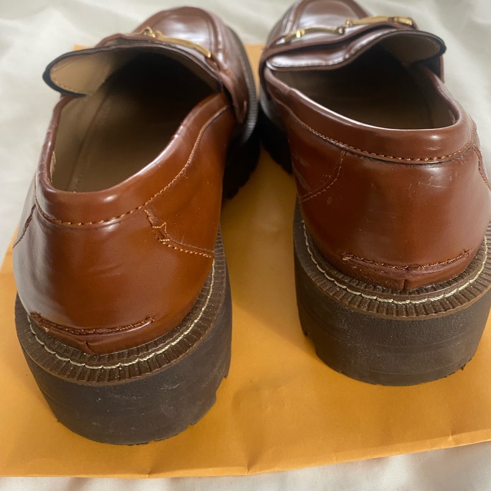 Sam Edelman Brown Loafers with Gold Accent - Picture 2 of 3